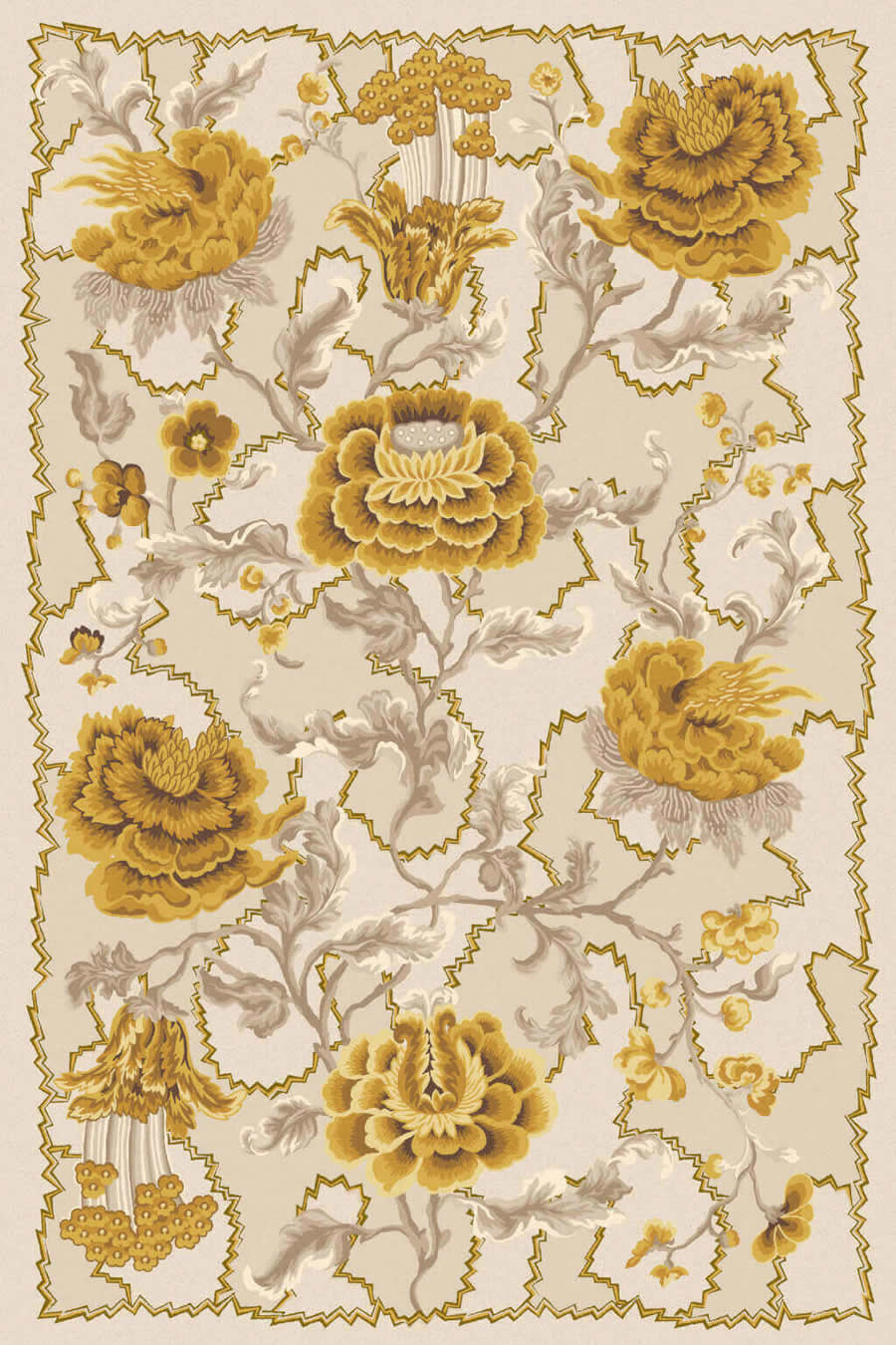 美式风格淡黄色花朵图案地毯贴图