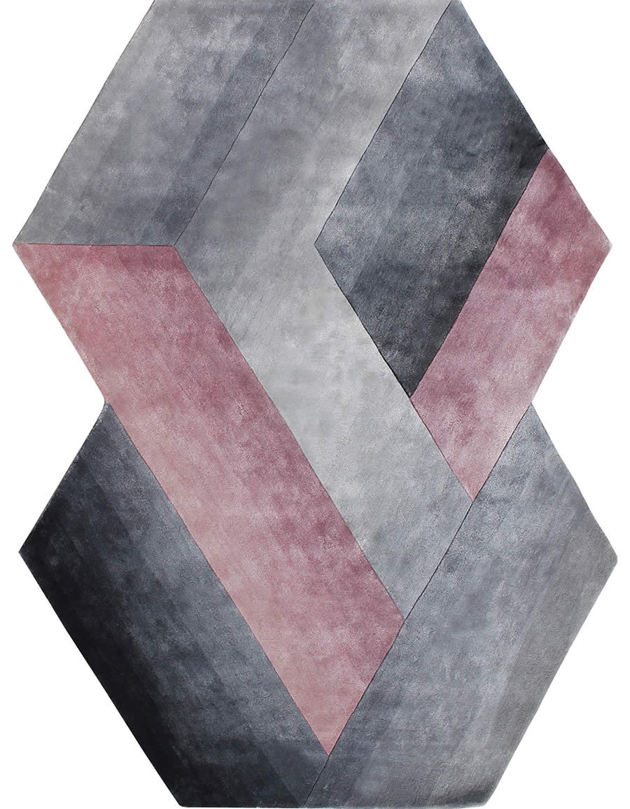 现代时尚灰粉色几何异形图案地毯贴图