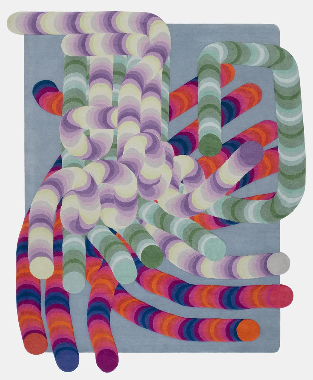 现代创意彩色条纹图案地毯贴图