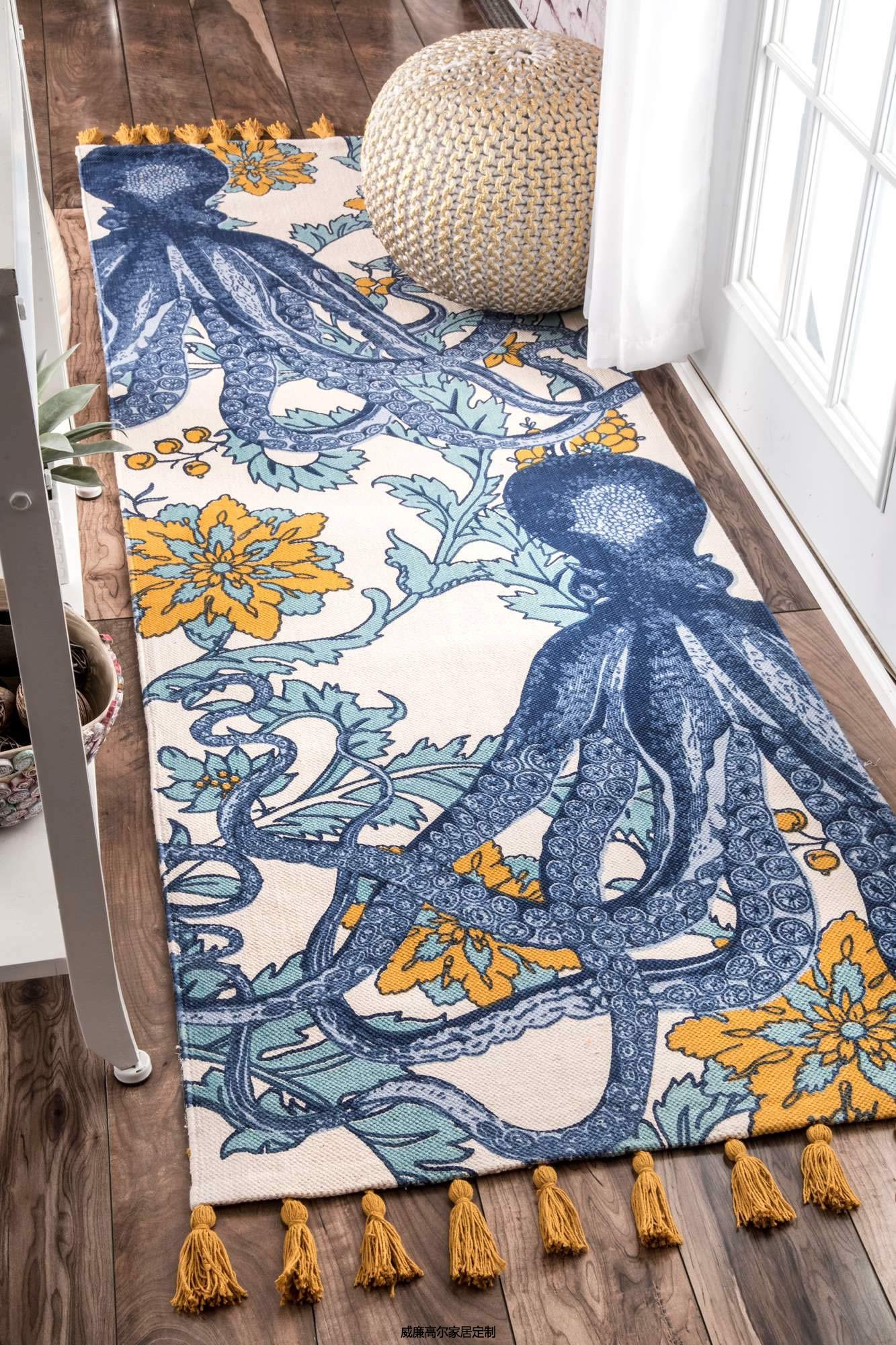 北欧风格章鱼图案儿童地毯贴图