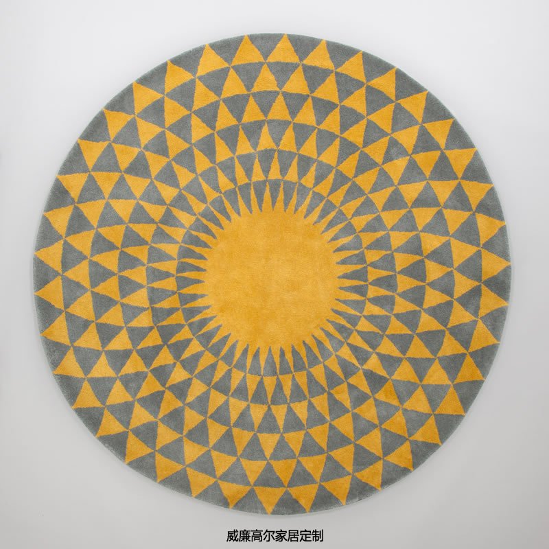 北欧风格圆形橙色几何图形地毯贴图