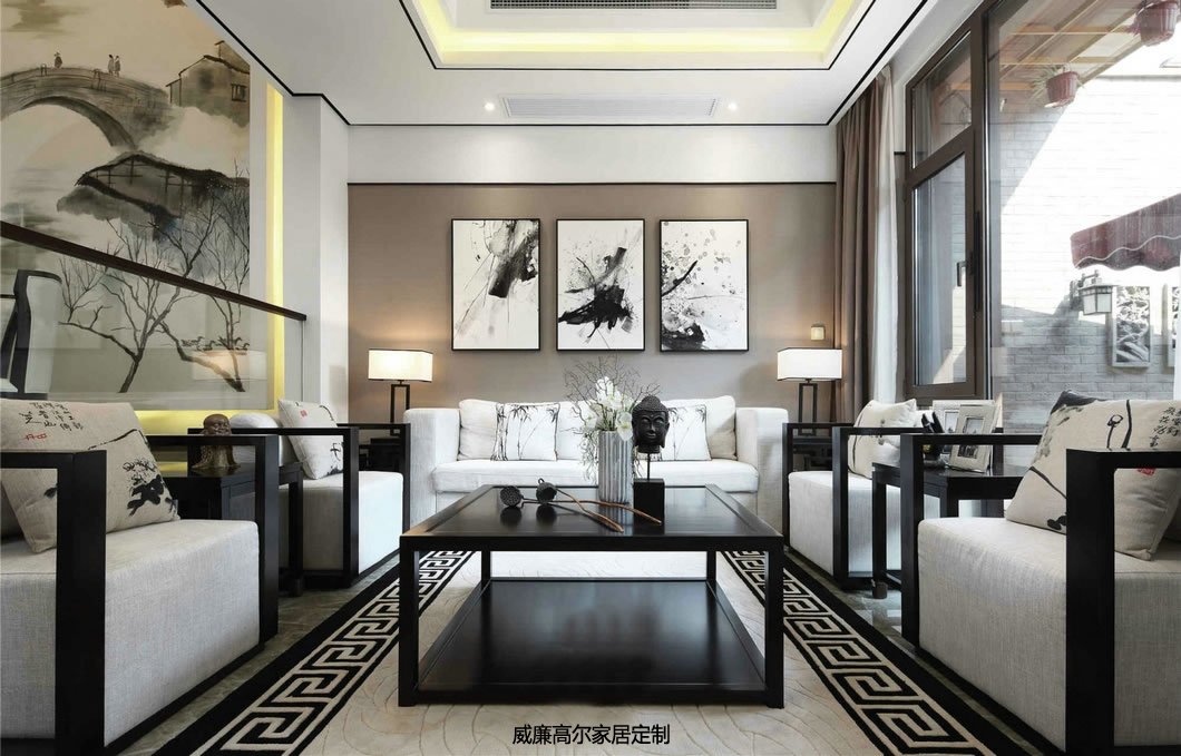 新中式风格客厅沙发地毯