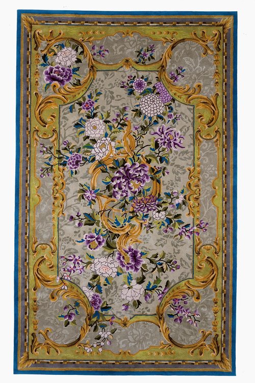 欧式风格紫白色花卉图案地毯贴图