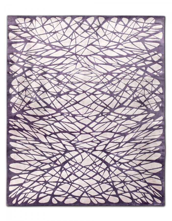 新中式紫白色几何图案地毯贴图-高端定制