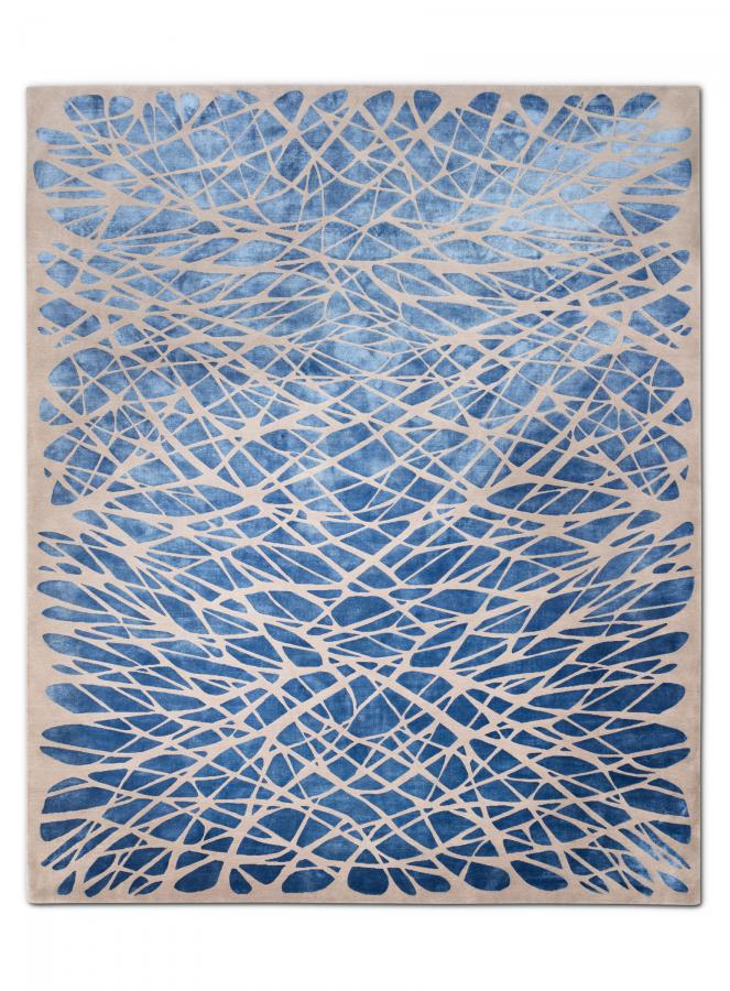 新中式蓝色几何图案地毯贴图-高端定制