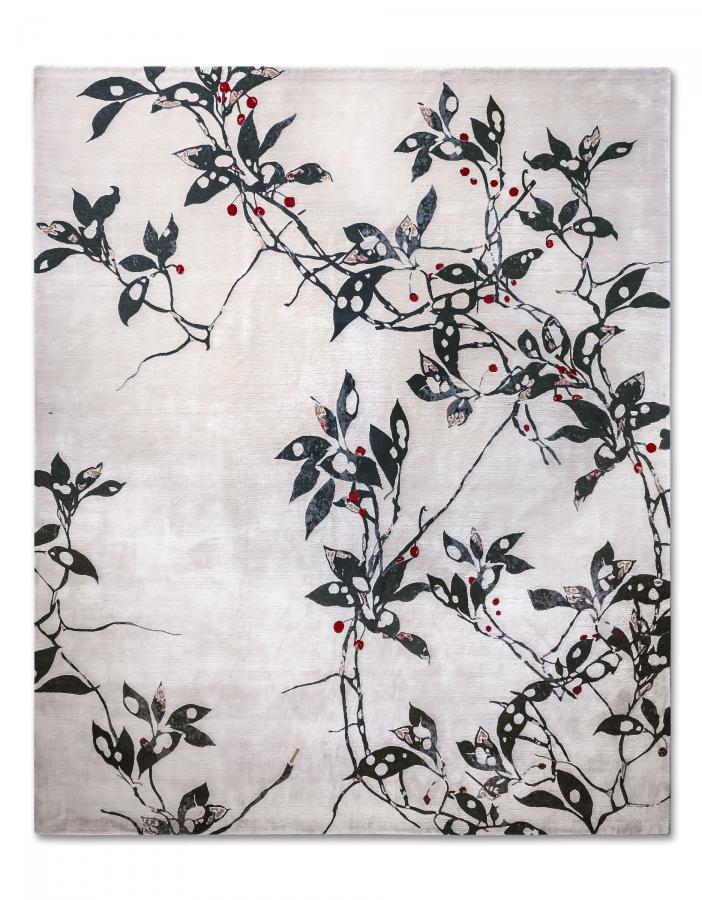 新中式植物枝柳图案地毯贴图-高端定制-3