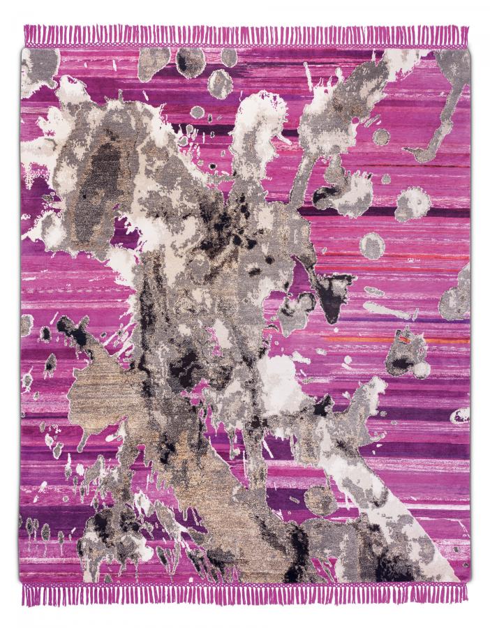 新中式紫色水墨抽象图案地毯贴图-高端定制