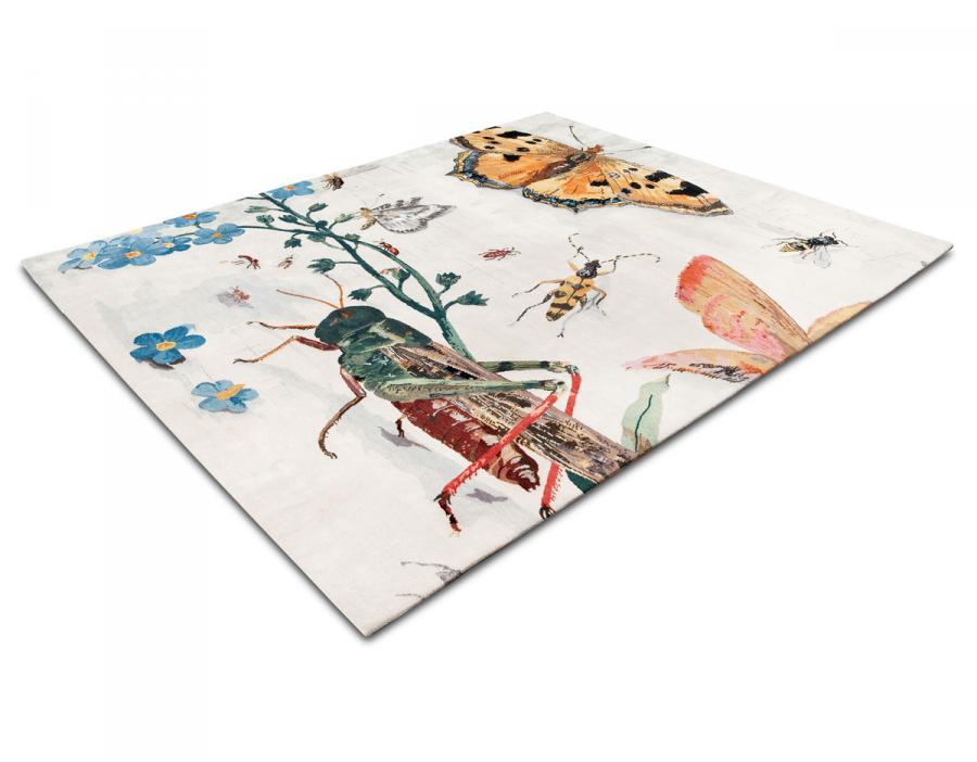 新中式竹蜻蜓蝴蝶虫子图案地毯贴图-高端定制