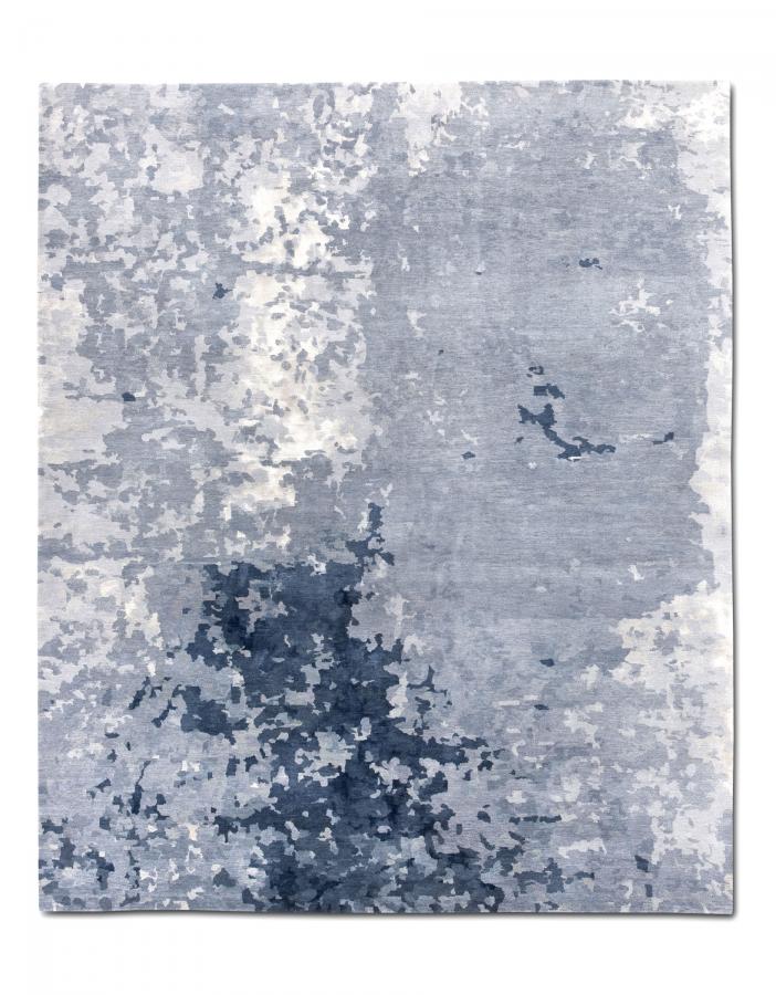 新中式灰蓝色抽象图案地毯贴图-高端定制