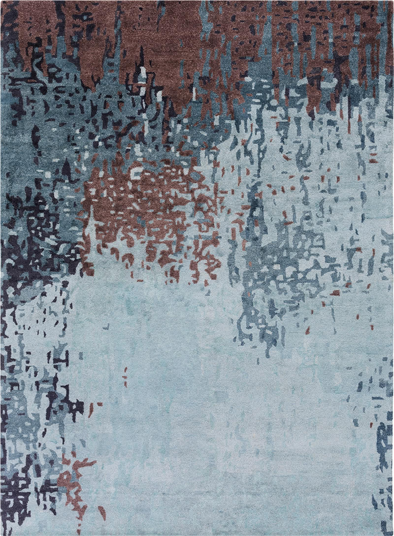 现代美式浅蓝色抽象图案地毯贴图