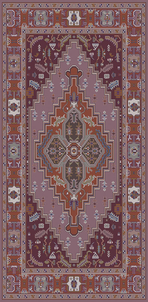美式风格紫色古典花纹图案地毯贴图-高端定制