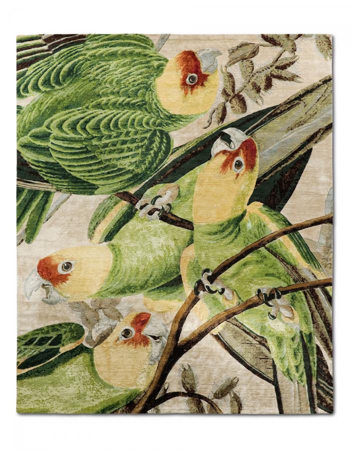 新中式鹦鹉图案地毯贴图-高端定制