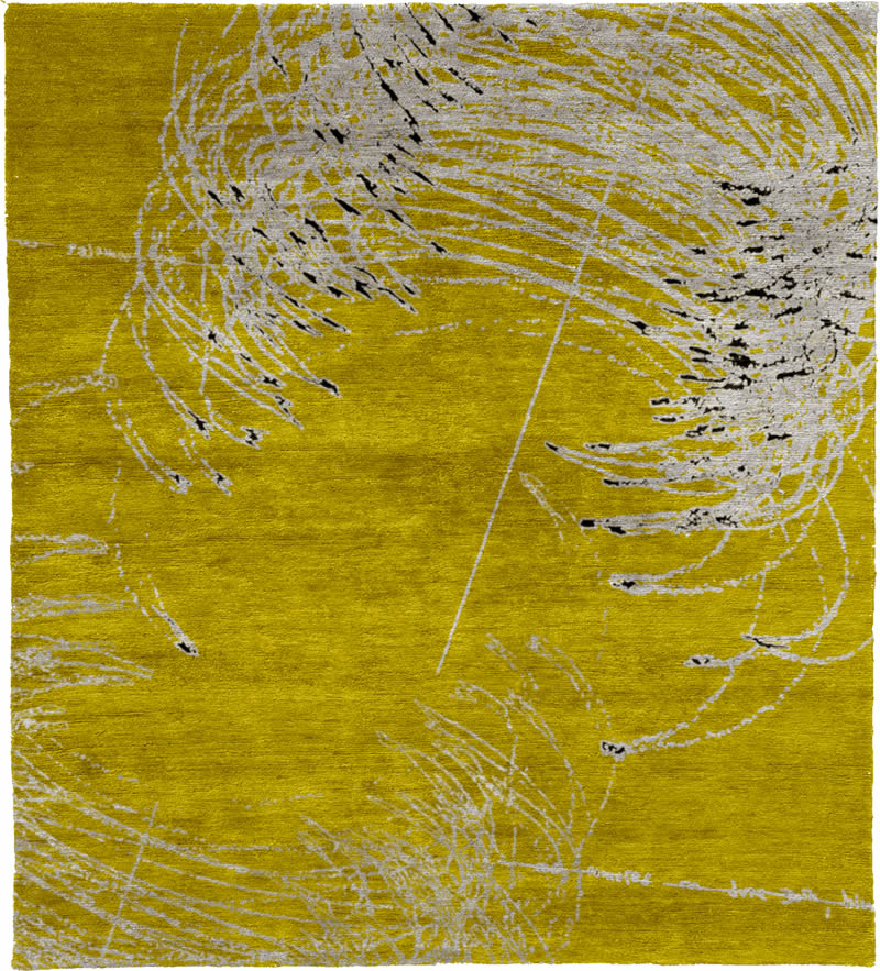 现代风格黄色几何线条图案地毯贴图-高端定制