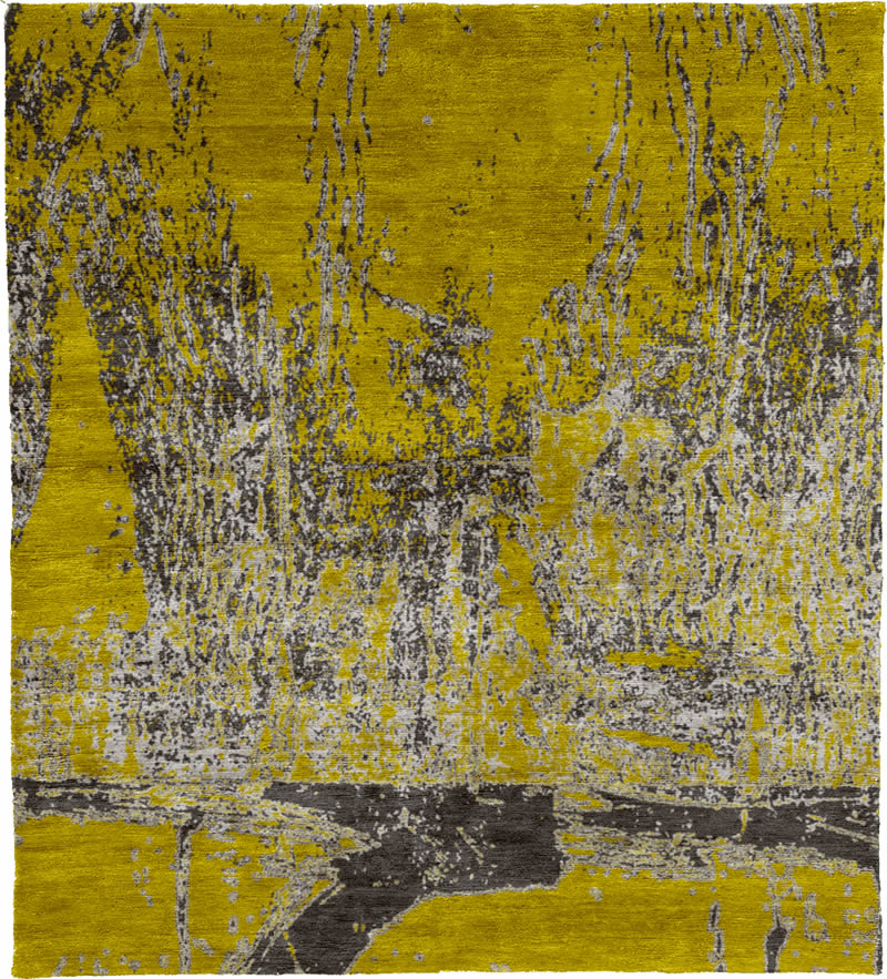 现代美式黄灰色抽象图案地毯贴图-高端定制
