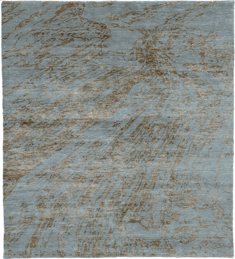现代美式蓝咖色抽象图案地毯贴图-高端定制