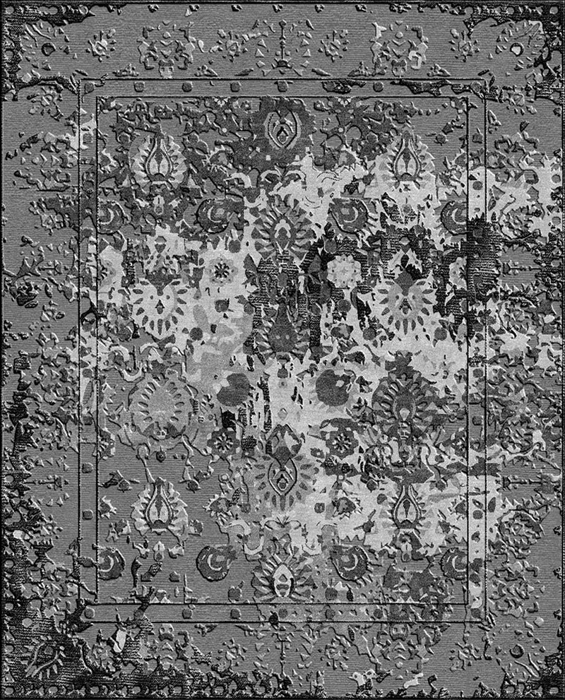 现代美式灰白色抽象花纹图案地毯贴图-高端定制