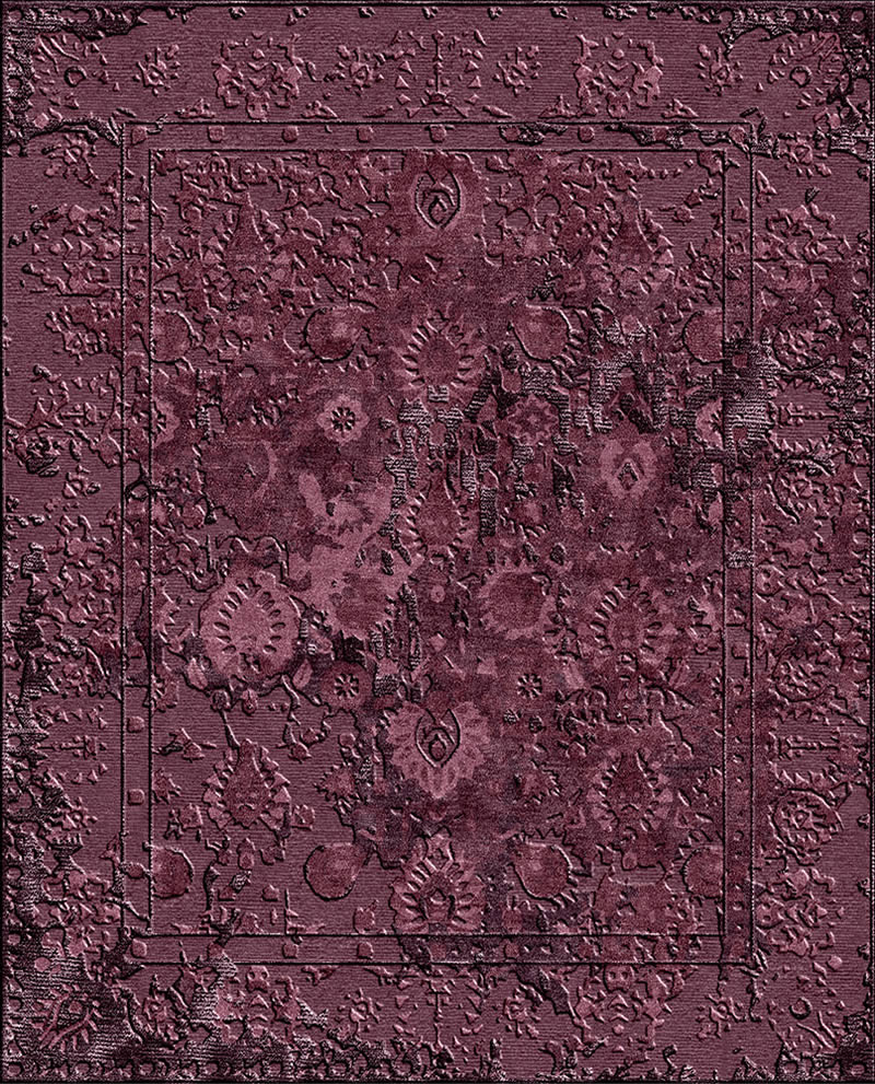现代美式紫红色抽象花纹图案地毯贴图-高端定制
