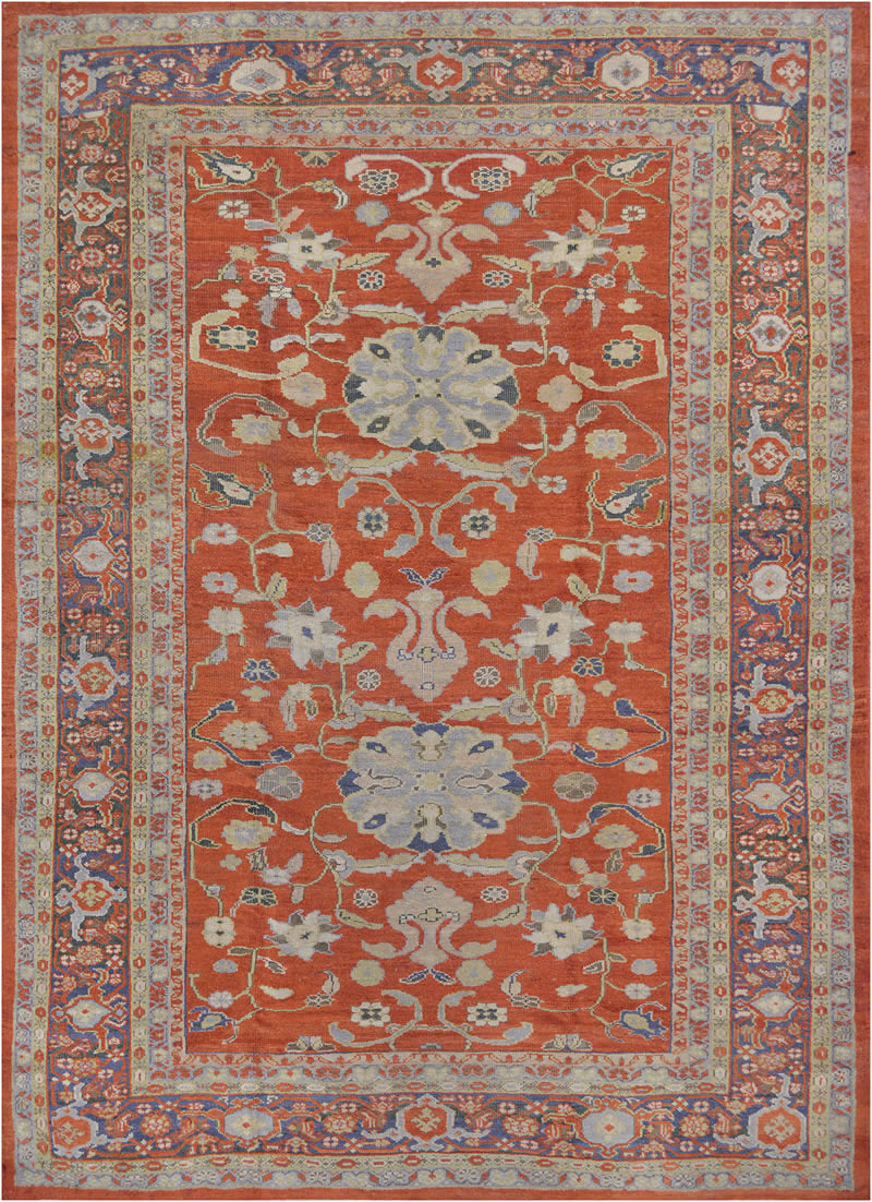 美式风格传统复古红色花纹图案地毯贴图-高端定制
