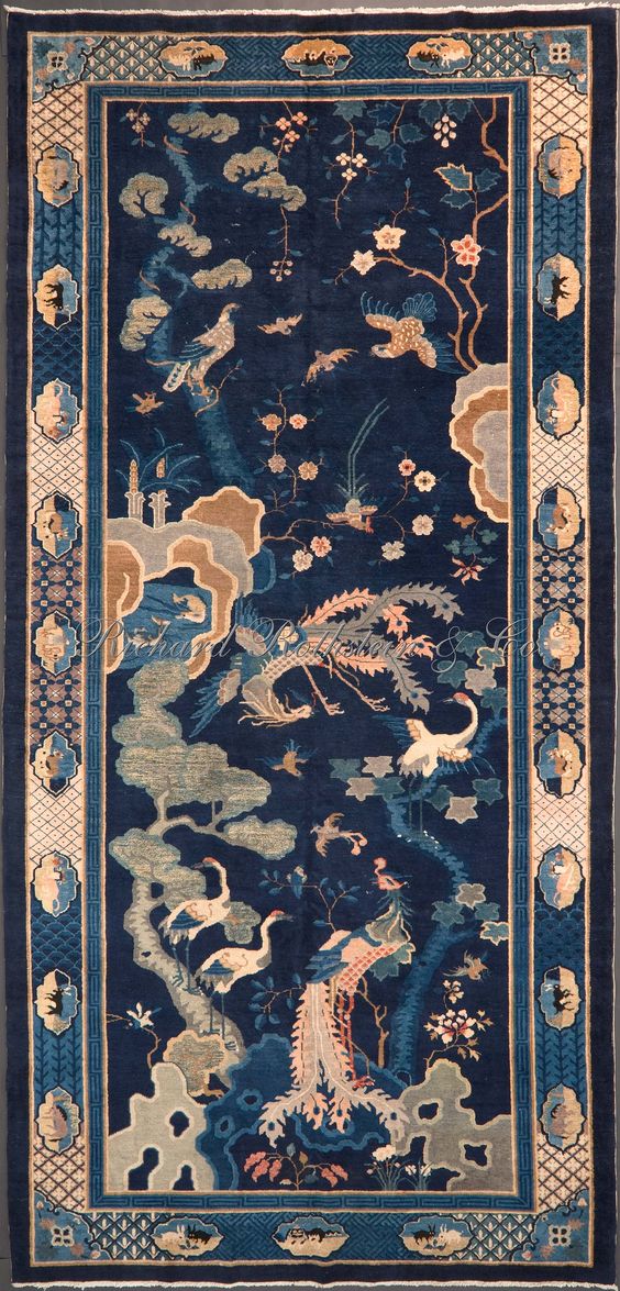 新中式古典复古动物图案地毯贴图-高端定制