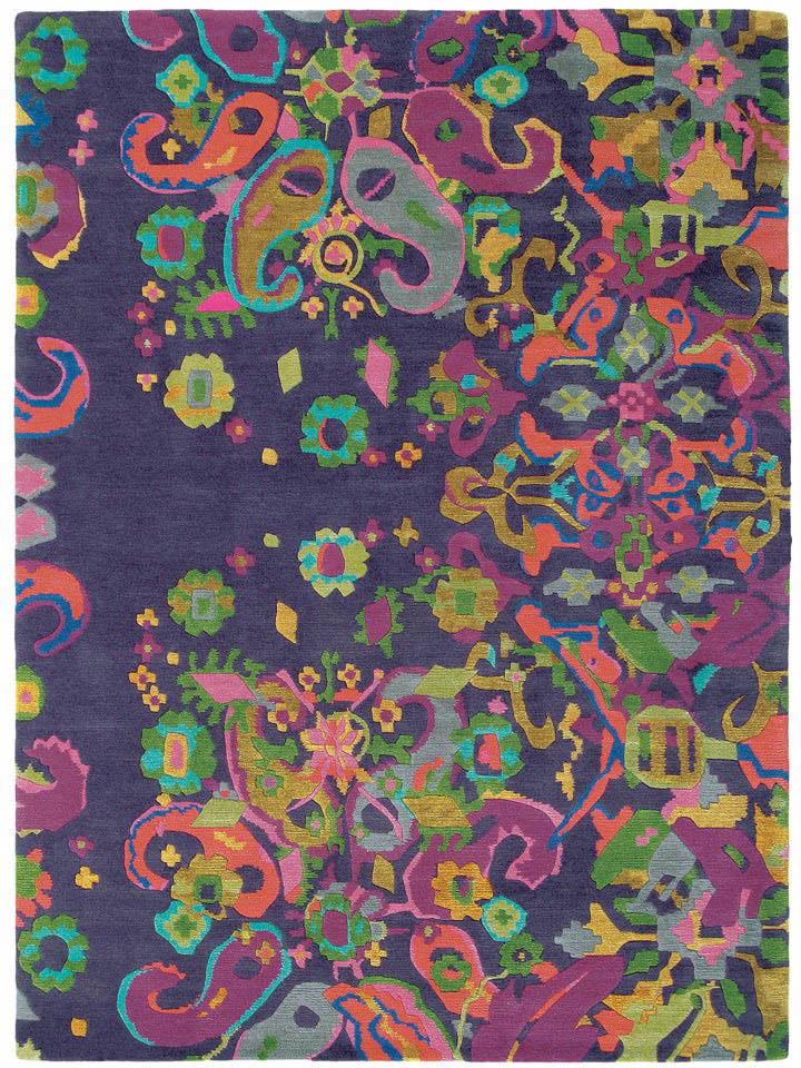现代风格简单波西米亚花纹图案地毯贴图-高端定制