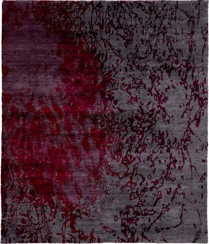 现代美式紫红灰色抽象图案地毯贴图-高端定制
