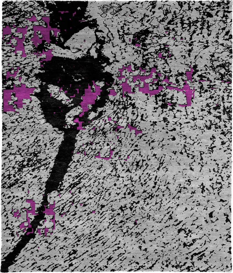 现代美式黑灰紫色抽象图案地毯贴图-高端定制