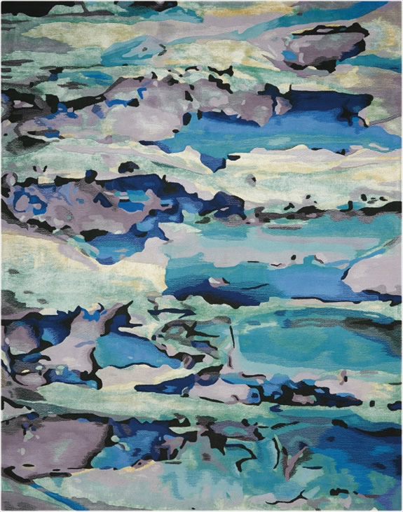 新中式深浅蓝紫色抽象图案地毯贴图-高端定制