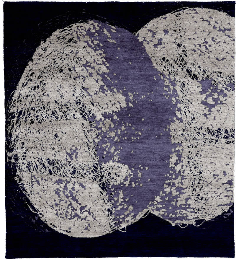 现代美式紫白色抽象圆形图案地毯贴图-高端定制