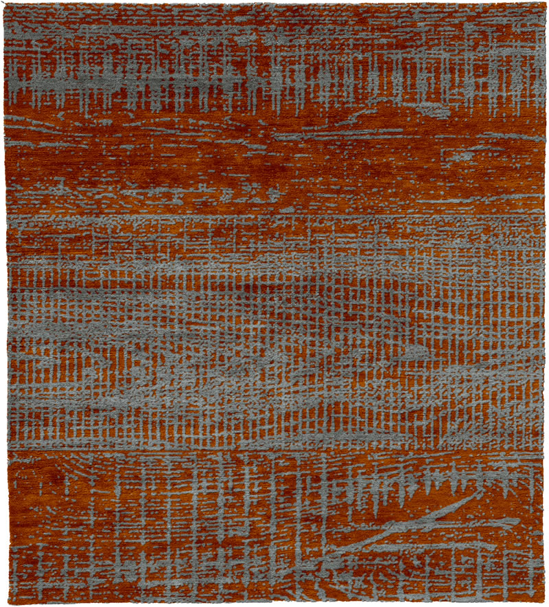 现代风格橘灰色几何条纹图案地毯贴图-高端定制