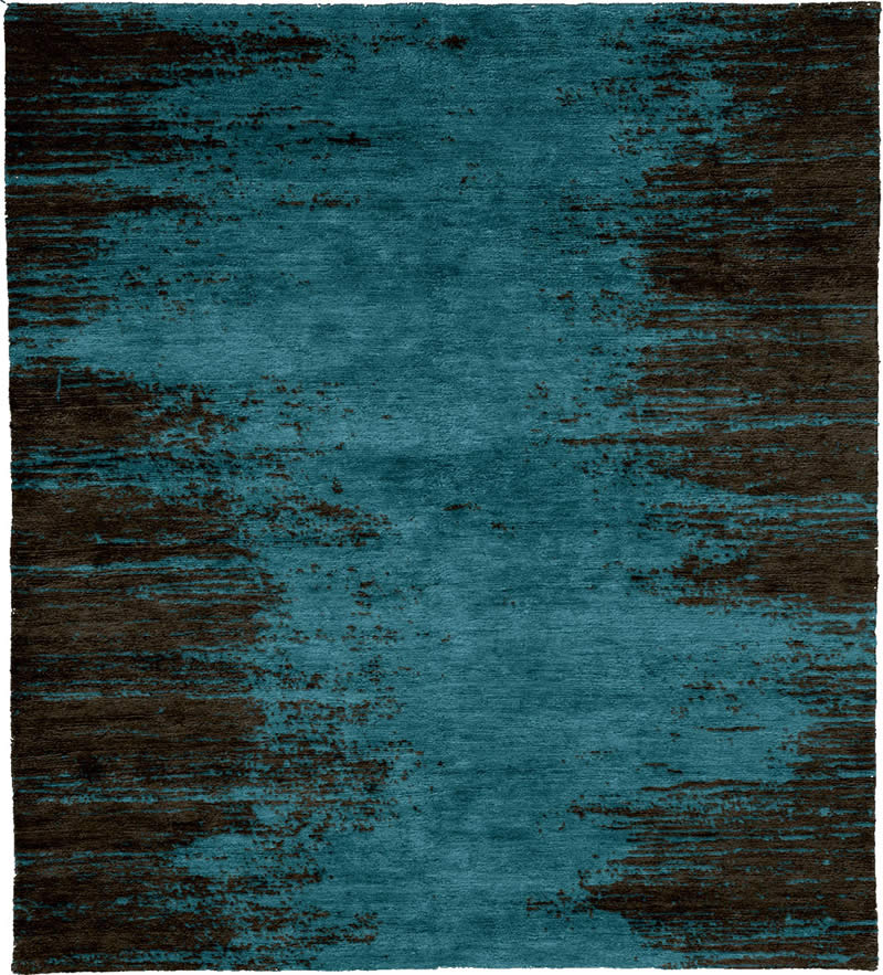 现代风格咖蓝色抽象图案地毯贴图-高端定制