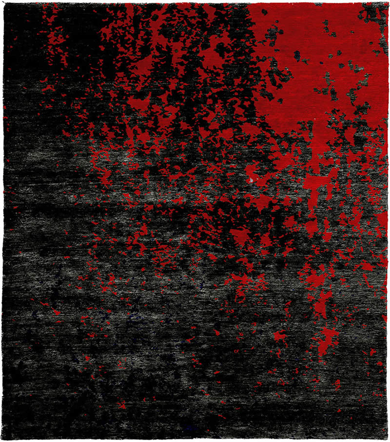 现代风格黑红色抽象图案地毯贴图-高端定制