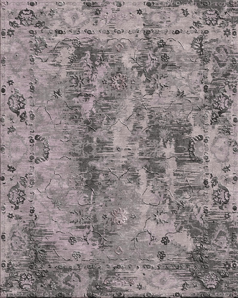 美式风格紫灰色抽象花纹图案地毯贴图-高端定制