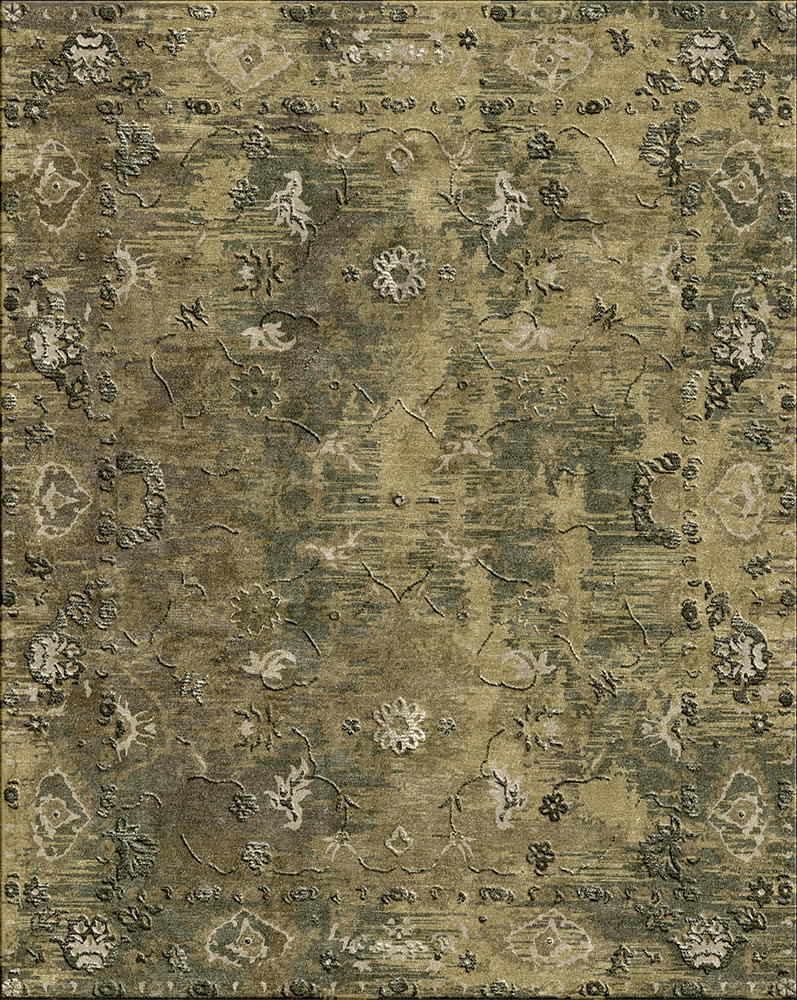 美式风格灰绿咖色抽象花纹图案地毯贴图-高端定制