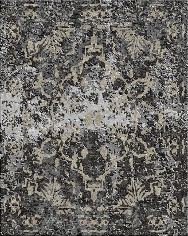 美式风格灰色系抽象图案地毯贴图-高端定制