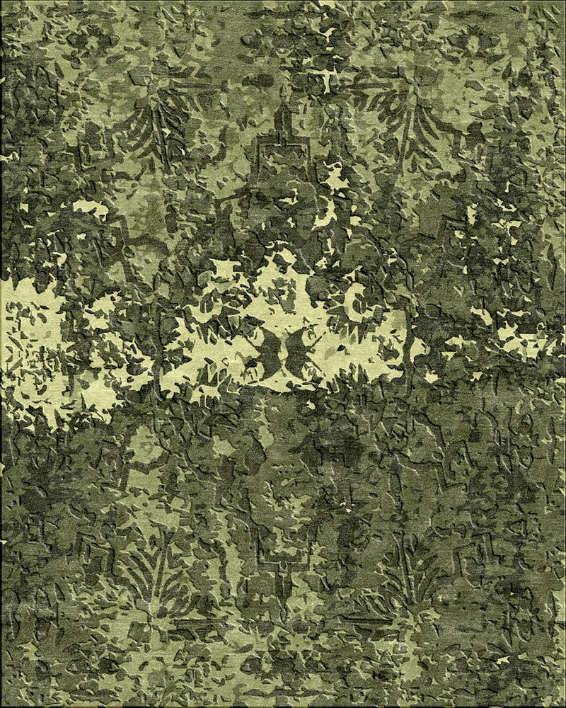 美式风格丛林绿抽象图案地毯贴图-高端定制