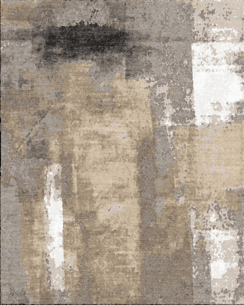 现代风格灰咖色抽象图案地毯贴图-高端定制