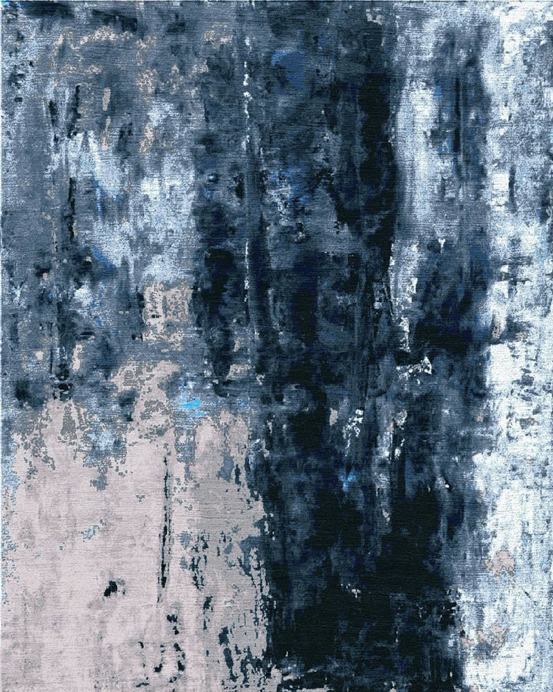 现代风格深浅蓝色抽象图案地毯贴图-高端定制