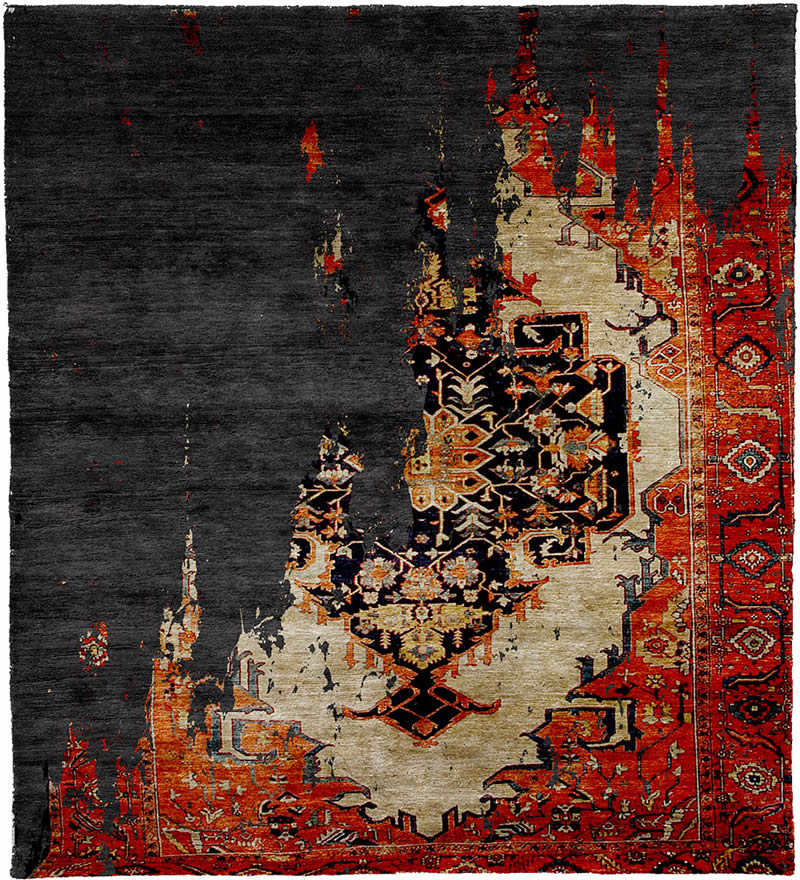 美式风格红色花纹灰色底图案地毯贴图-高端定制