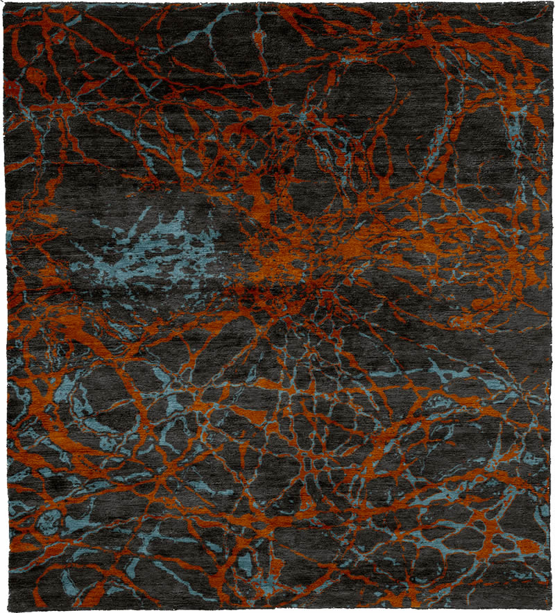 现代风格深灰色橘色抽象纹理图案地毯贴图-高端定制