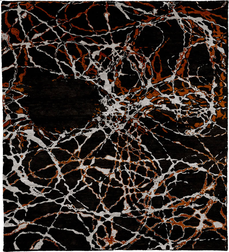 现代风格橘白色抽象纹理图案地毯贴图-高端定制