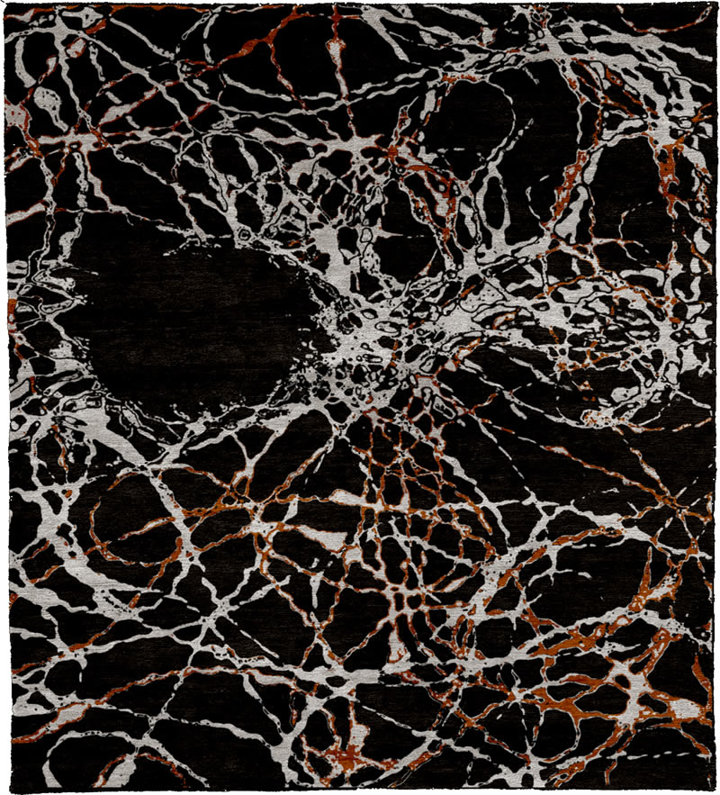现代风格橘白色抽象纹理图案地毯贴图-高端定制-2