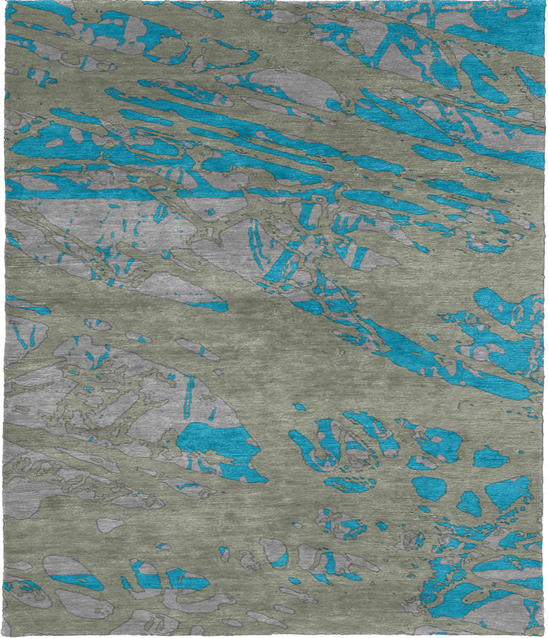 现代风格浅灰青色抽象图案地毯贴图-高端定制