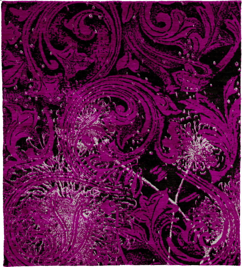 现代风格黑紫红色花纹图案地毯贴图-高端定制