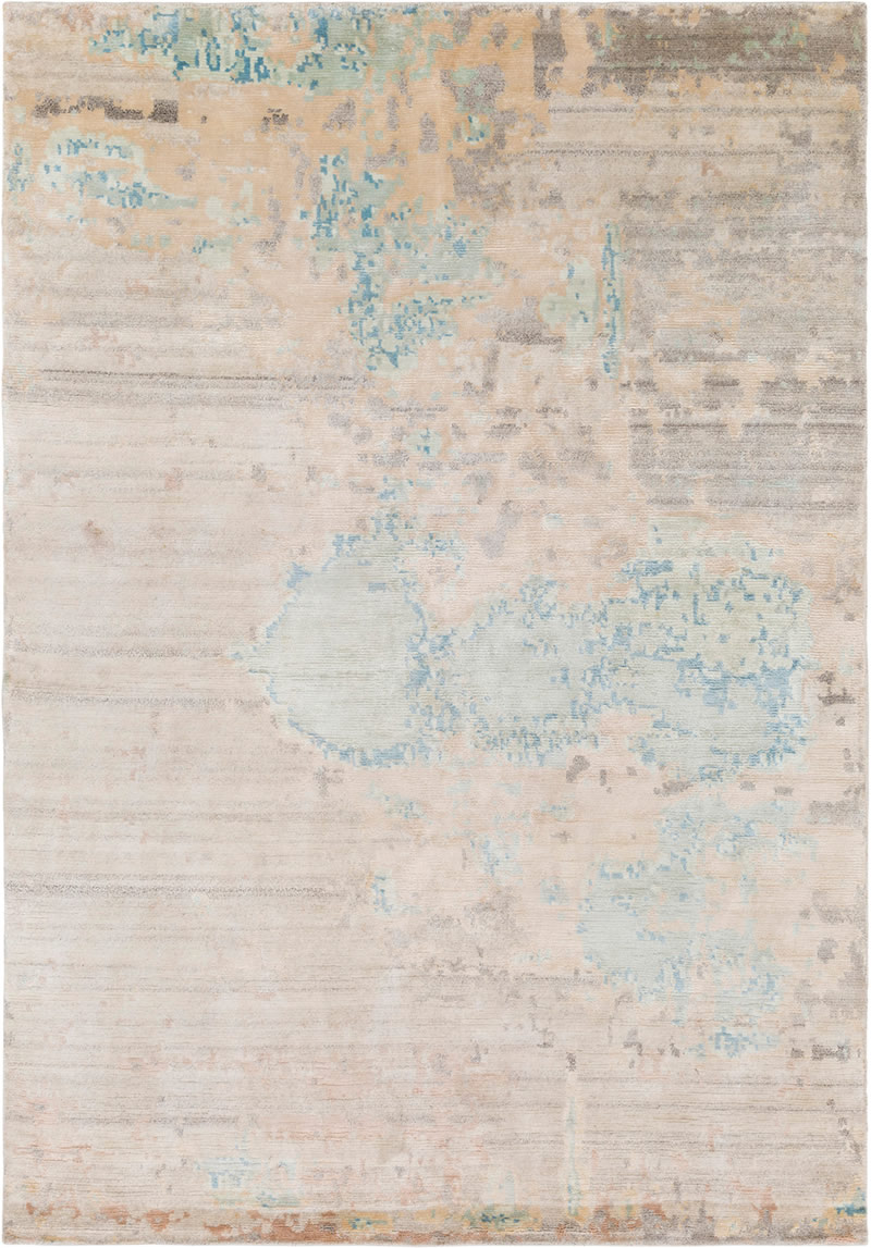 现代风格浅蓝咖色抽象图案地毯贴图-高端定制