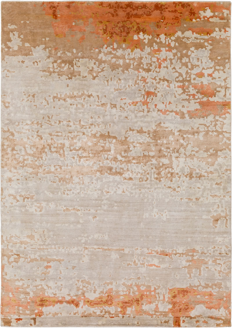 现代风格浅咖橘色抽象图案地毯贴图-高端定制