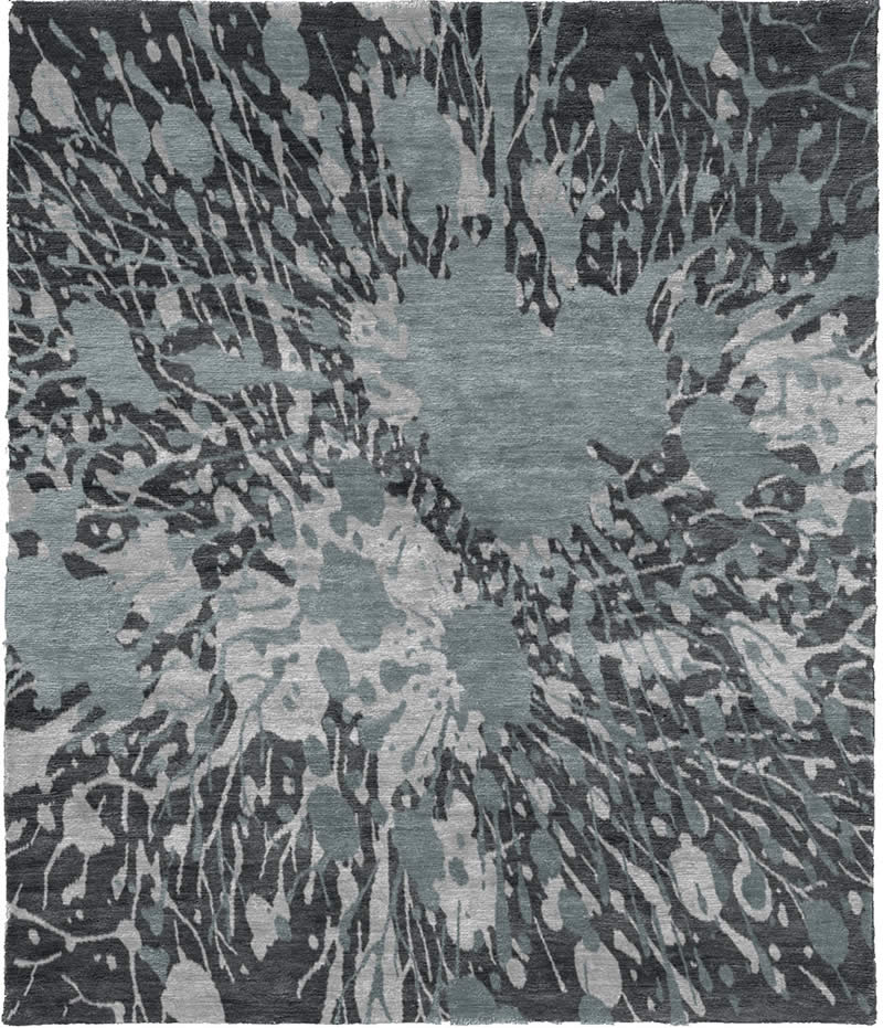 现代风格深灰青色抽象图案地毯贴图-高端定制