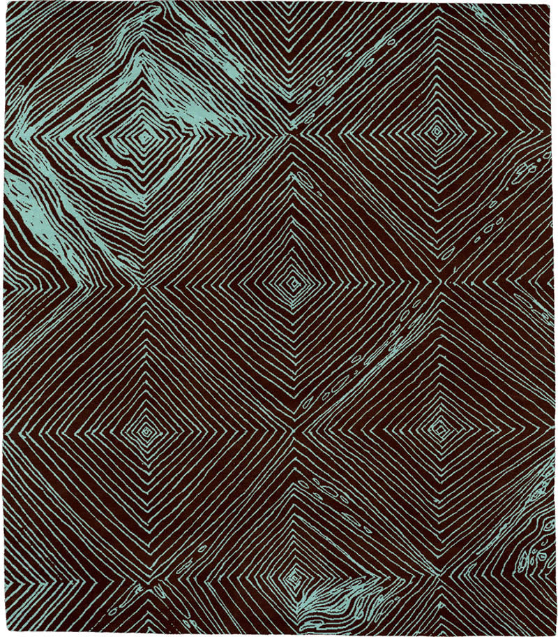 现代风格蓝青咖色几何图案地毯贴图-高端定制