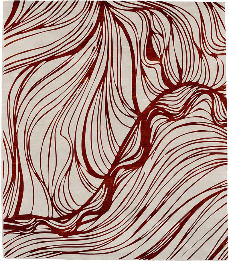现代风格暗红色简单抽象图案地毯贴图-高端定制