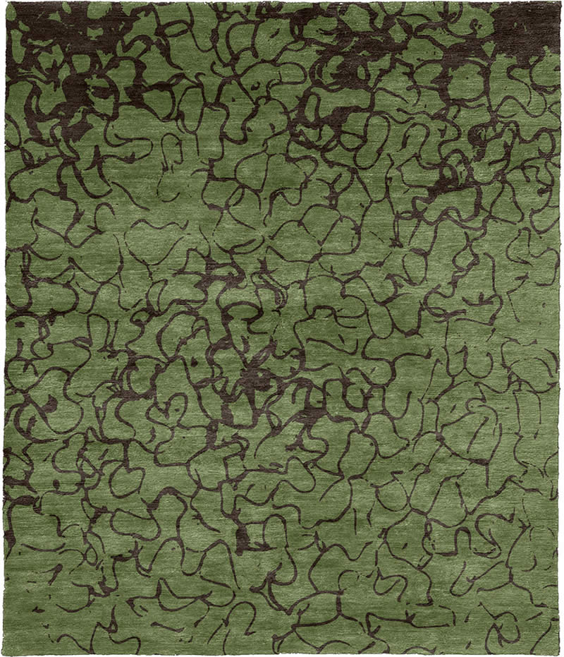 现代风格绿灰色简单抽象纹理图案地毯贴图-高端定制