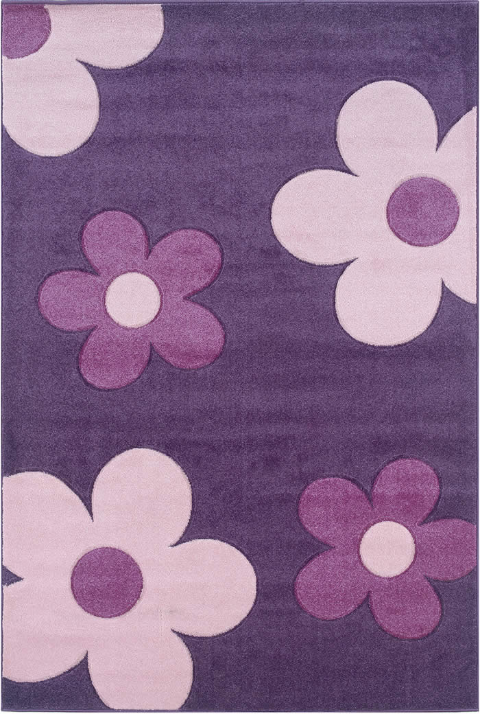 现代风格紫色花朵图案儿童地毯贴图